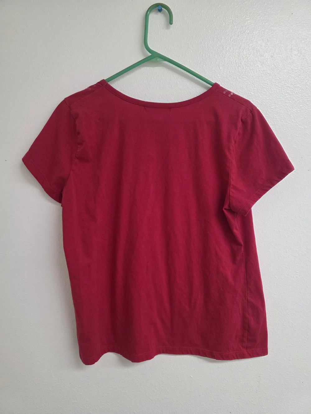 Carolyn Taylor Red Short-Sleeve Top with Embellished Neckline (0697)